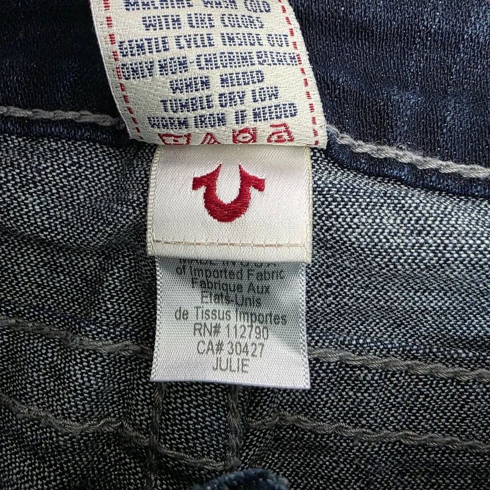 True Religion Julie Slim Fit Jeans Women’s 30 Dark Wash Rhinestone Horseshoe USA